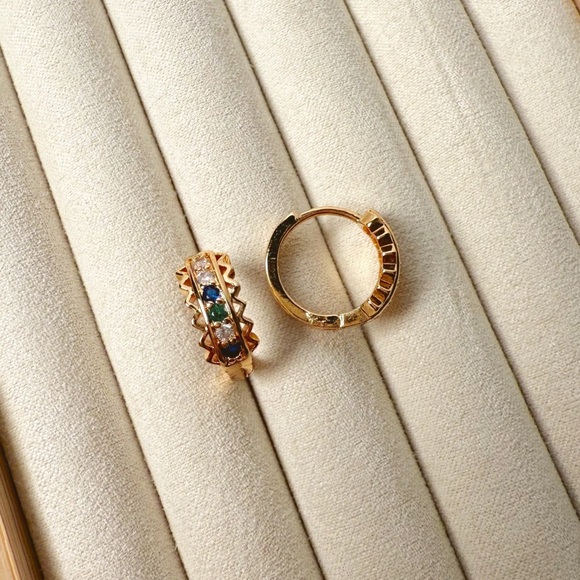 Beautiful Pair of High Quality Gold Plated French Hoop Earrings - Picture 2 of 3